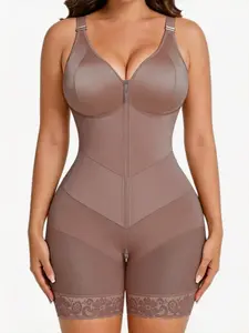 1 Count Women's V Shaped Shaper Belt Double Compression Shapewear, Butt Lifting Tummy Control Full Body Shaper with Adjustable Shoulder Straps, Lace Trim Jumpsuit, Suitable for Various Occasions & Sports Wear