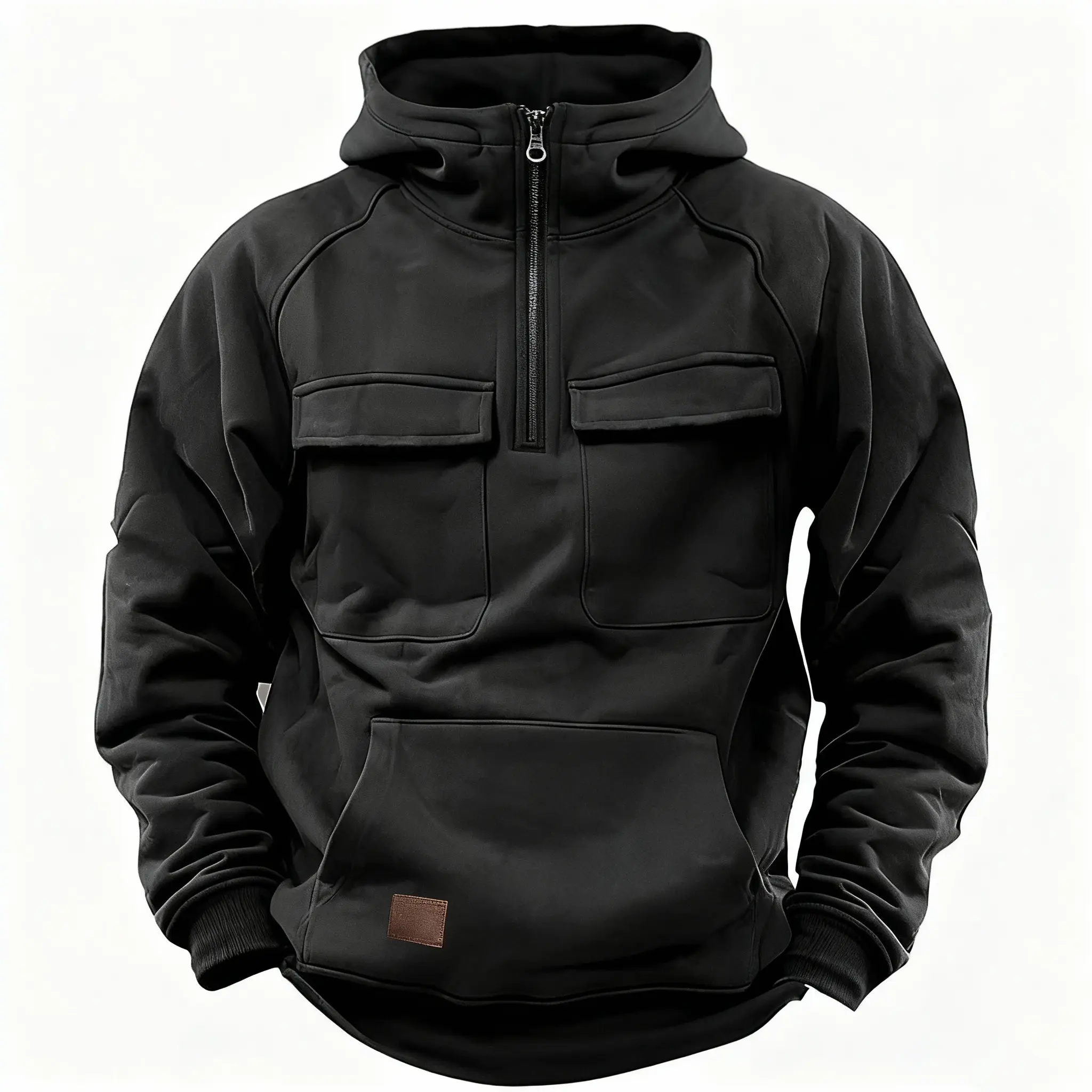 Cargo Hoodies For Men Tactical Sweatshirt Quarter Zip Cargo PulloverHoodies Workout Gym Men Fashion Outdoor Hoodies