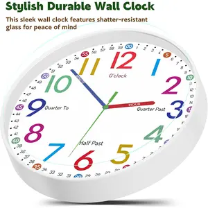 1 Piece Round Plastic Frame Wall Clock, Clear Large Numeral Dial, 8 Inch/ 12 Inch, Silent Movement Accurate Timing, Lightweight Wear-resistant, Plastic Dust Cover, Ideal Christmas Holiday Gift for Home Living Room Bedroom Office