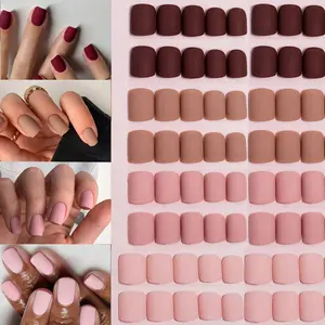 96pcs Pure Color Matte Short Square False Nails, Cute Removable Nail Art Set, Nail Kit Set, New Year Gift for Women and Girls, Salon Quality Nails, Nail Art Design