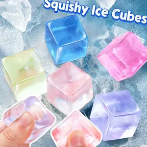 Stress Relief Ice Cube Sensory Toy, Squishy Ice Cube, Soft Sensory Fidget, Stress Relief Gadget, Soft Cubes Squishies for All Ages, Perfect Party Gift for Kids Teens Adults, Suitable for Children over 3 Years