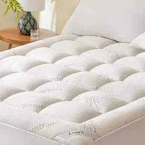 Mattress Topper Viscose Derived from Bamboo, Thick Pillow Top Mattress Pad with Stretchable Pockets for 8"-20" Mattress, Soft Breathable Cooling Mattress Topper for Hot Sleepers