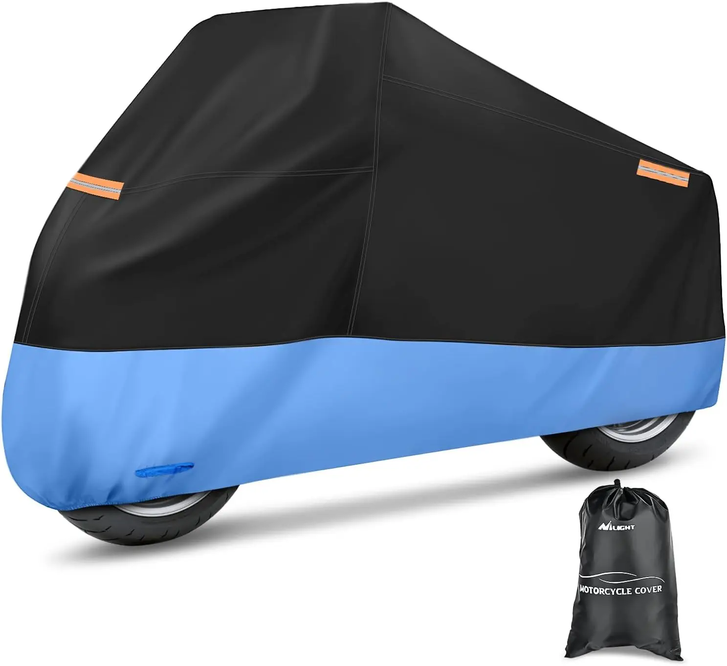 Nilight High-Density Oxford Fabric Motorcycle Cover, All-Season Universal Motorcycle Accessory with Lock-Hole, Waterproofing, UV Protection, Reflective Strips, Storage Bag & Organization, Fits Up to 96" Vehicles, Motorcycle Accessories