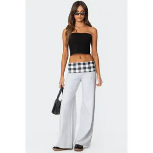 Beth Gingham Fold Over Pants
