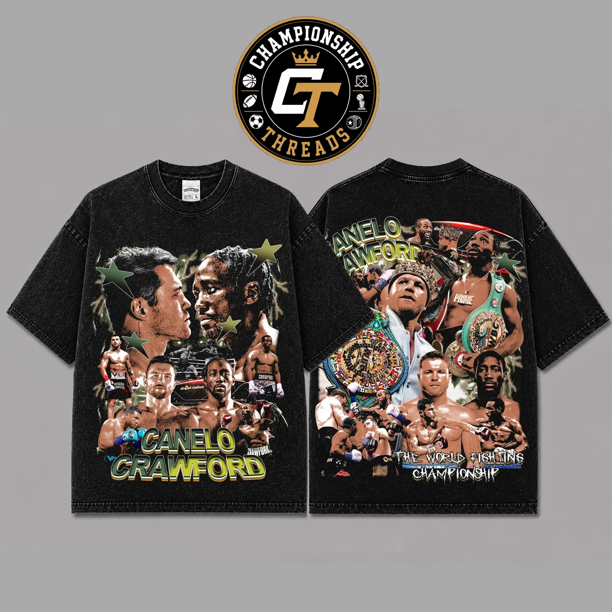 Canelo Alvarez vs Terence Crawford Boxing Championship Graphic T-Shirt, World Fighting Title Fight Night Streetwear Tee, Premium Cotton Combat Sports Fan Apparel, Gift for Boxing Fans