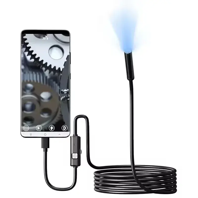 7.0MM TYPE-C Endoscope Camera IP67 Waterproof 6 Leds Adjustable USB Android Flexible Inspection Borescope Cameras for Phone PC JCWHCAM