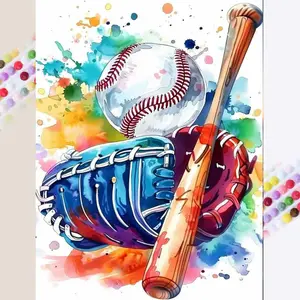 1 set of DIY diamond painting kit, 5D diamond art kit, DIY decoration baseball gear mosaic, diamond art, DIY art home decor, Wall Art Painting, Diamond Art Tools