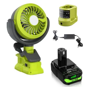 Ryobi Portable Fan with 3-Level LED Light Compatible with 18V Battery Cordless for Home Outdoor Camping Picnic Job Site 2-in-1 Multi-Functional Design