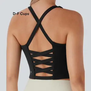Halara Crisscross Backless Cropped Yoga Tank Top-D/DD/DDD/F Cups