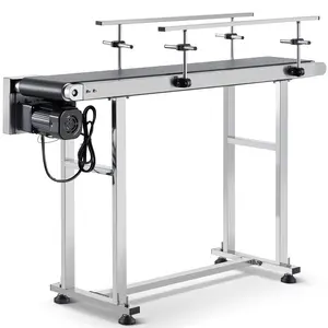 VEVOR Belt Conveyor, Summervibes, 47 x 7.8 inch Conveyor Table, Heavy Duty Stainless Steel Motorized Belt Conveyor for Inkjet Coding Applications Powered PVC Belt Anti-Static Adjustable Speed (Double Guardrail)