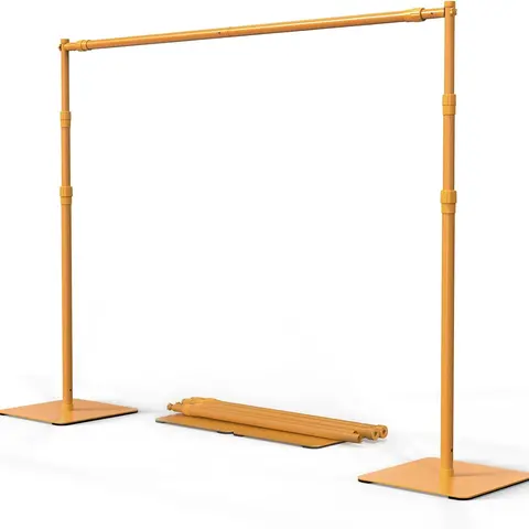 VINGLI Durable Metal 8x10 ft Adjustable Backdrop Stand Kit with Heavy-Duty Metal Base, 6 Spring Clamps, Tool-Free Easy Assembly, Exceptional Stability, Ideal for Wedding Photo Shoots, Birthday Events, Banner Displays