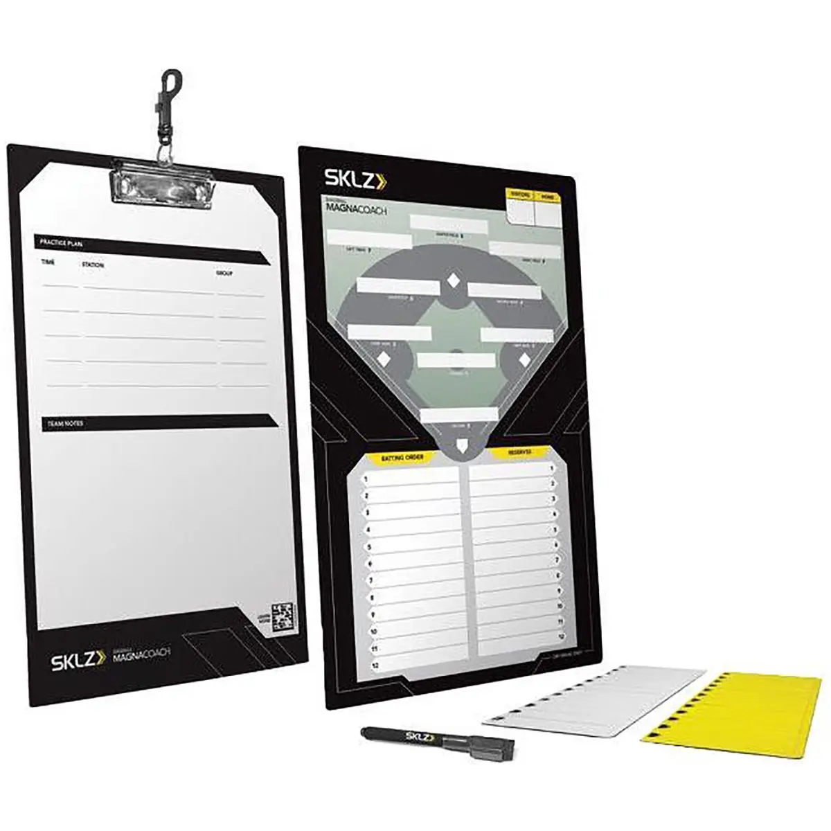 SKLZ MagnaCoach Baseball Coaching Dry Erase Clipboard - Dry Erase Surface, Includes Marker, Large Display, Secure Clip for Sports Coaches' Gear