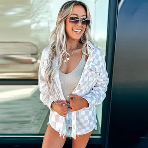 Autumn and winter new women's lapel jacket, European and American casual style printed single breasted multi buttoned jacket