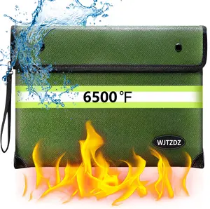Upgraded Fireproof Money Bag,10 Layers of Heat Insulated Materials,6500°F Fireproof,Waterproof Zipper,Reflective Strip, Document Bag with Handle for Cash, Important Documents