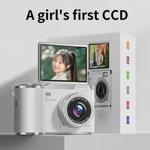 Entry-level CCD cameras for primary and secera for shooting photos and recording videos, with music playba function, 4K high-definition pixels, built-in LED lighting, suitable for photography enthusiasts and daily use. Baby Pink