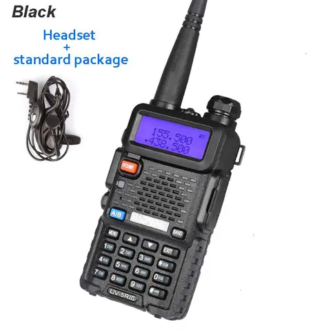 1pcs BAOFENG UV-5R Ham Radio Long Range UV5R Two Way Radio Dual Band Walkie Talkie Handheld Rechargeable 1800mAh Li-ion Battery and Earpiece for Hunting Survival Gear(Black)