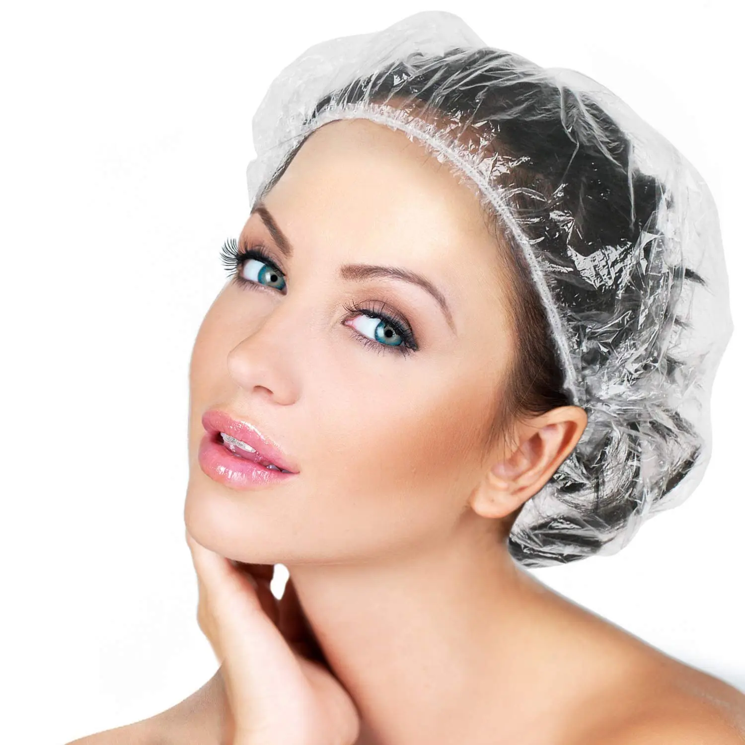 100 Pcs Disposable Shower Caps, Thickened Elastic Waterproof Plastic Caps for Bath, Spa & Hair Care, Universal for Home, Hotel, Salon & Travel Use, One Size Fits All