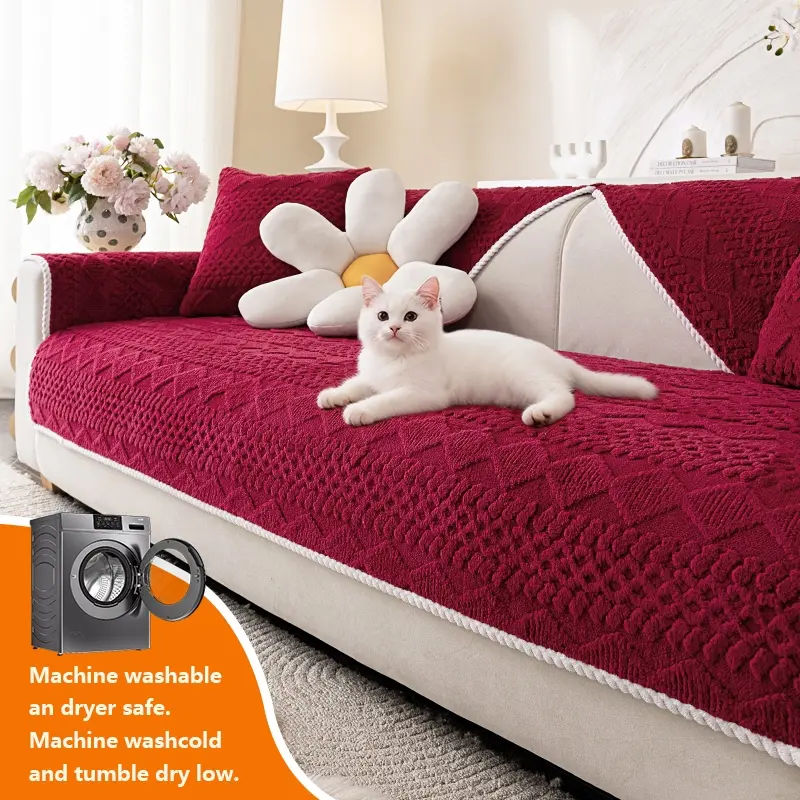 Sofa cover, Soft Sofa Protector, 1pc thick plush sofa cushion, pure color simple modern style, suitable for all seasons, pet friendly, scratch resistant and machine washable, bedroom, office, living room home decoration