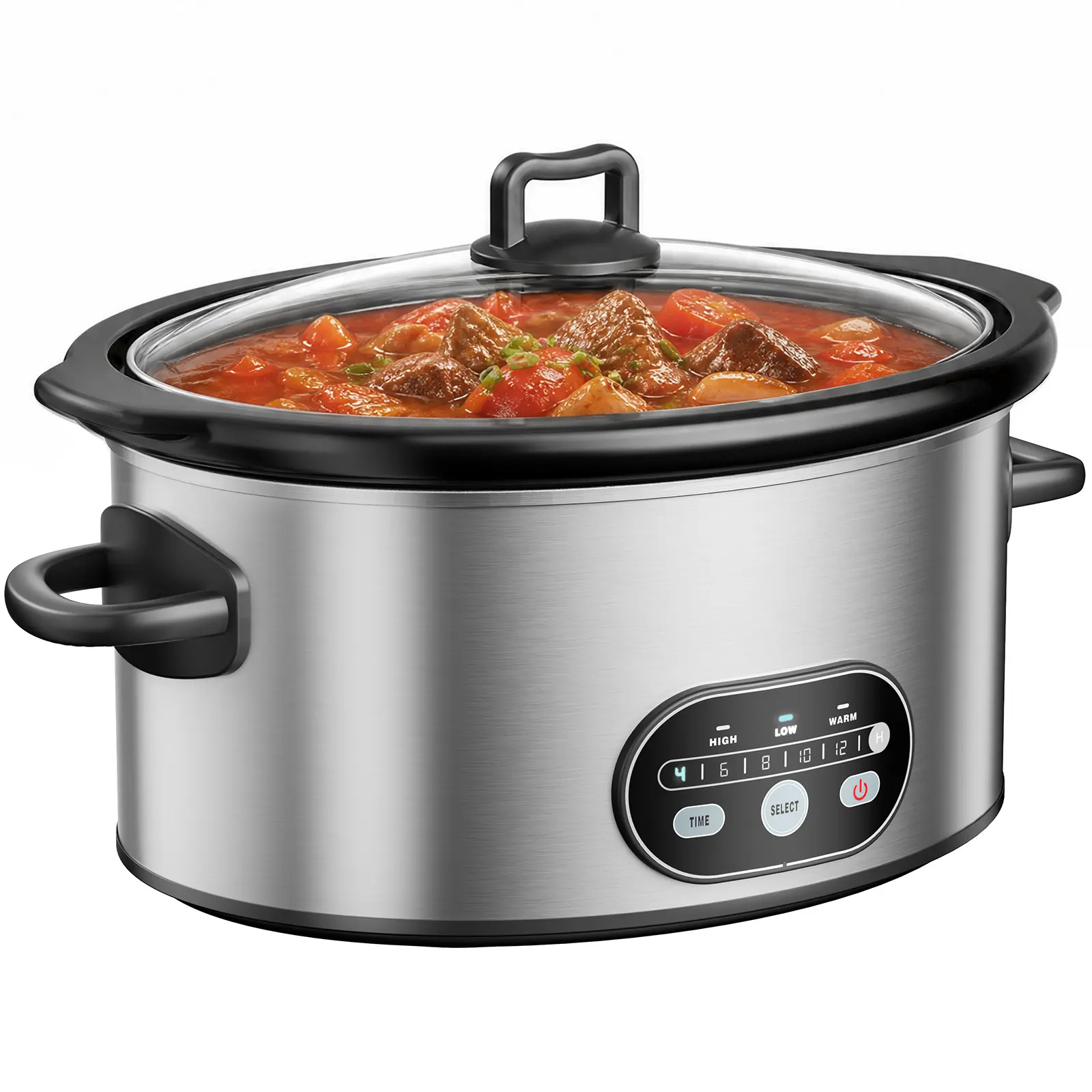 Sweetcrispy S Slow Cooker - 3 Cooking Settings, Large Dishwasher-Safe Stoneware Crock, Glass Lid, Easy Carry for Gatherings