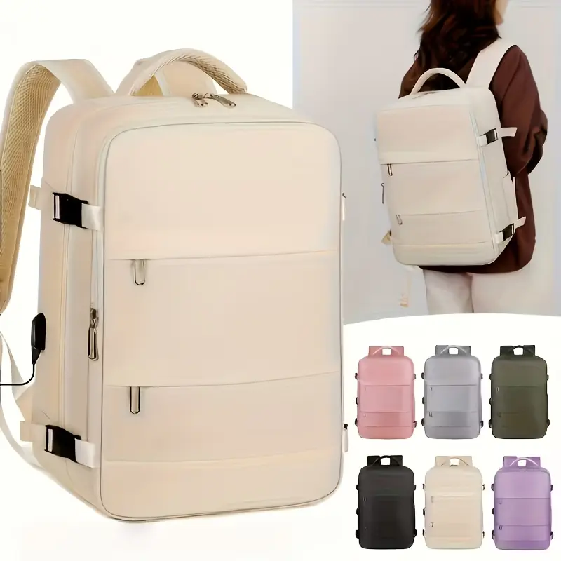 CuteCity Unisex Adults' High-Capacity Nylon Lightweight Backpack - Chic Plain Travel Pack, Durable Multi-Function Laptop Bag with Double Handle, Multi-Compartment, Zip, EDC Gear for Business, On the Road