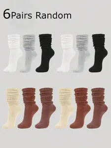 Crew Socks, Plain Color, Slim-Fitting, Casual Style, All Seasons, Knit Split Design, Boys' & Girls' Long Socks, Casual Stylish Socks
