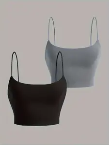 Comfortable Sexy Versatile Trendy Women's Fitted Tank Top Two-Piece Set, Stylish Casual Summer, Perfect for Daily Wear