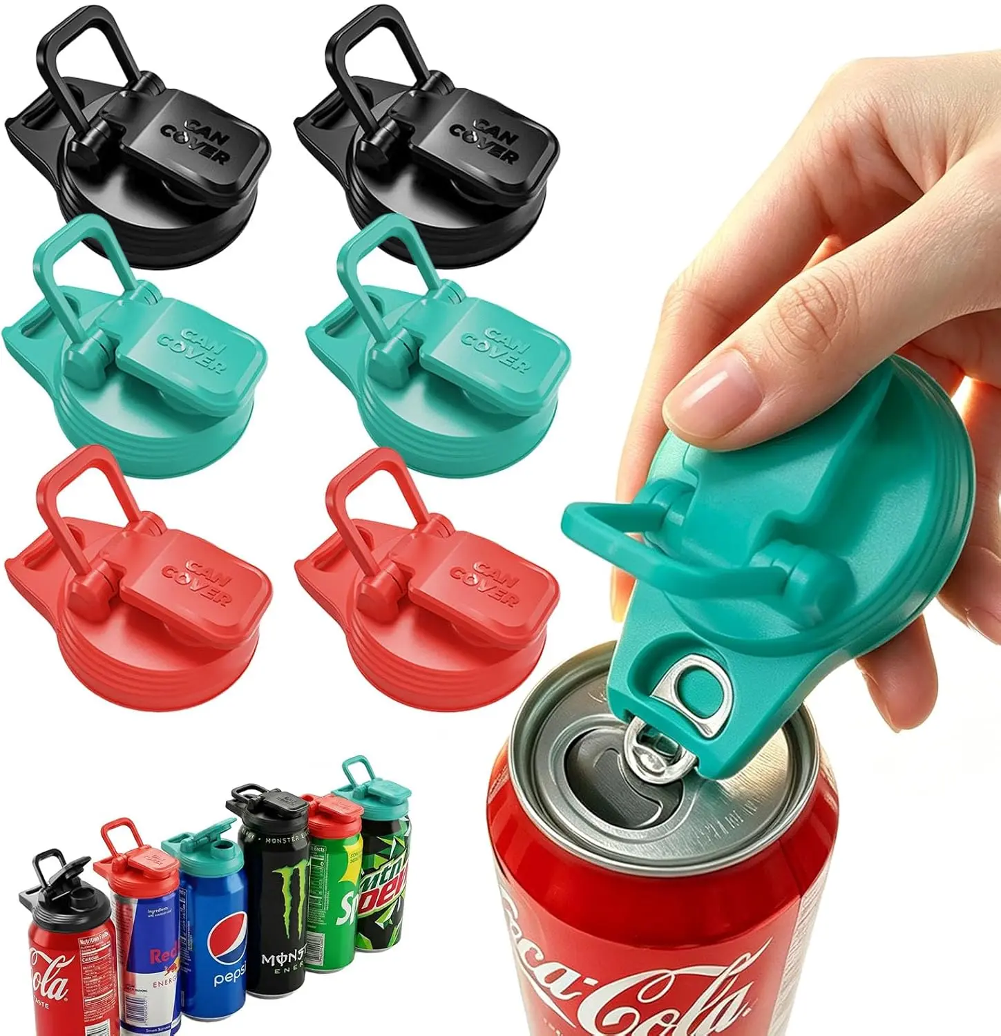 2-in-1 Soda Can Lids & Soda Can Openers Reusable BPA-Free Can Covers for Soda,Beer & Energy Drinks,Helps Open and Keep Drinks Fresh & Clean