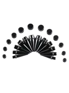 Ear Stretching Kit Gauges 24 Pieces Big Gauges 10mm-20mm Ear Gauges Expander Set Acrylic Ear Tapers and Plugs Body Earring Piercing Kits Earrings Jewelry Black Color