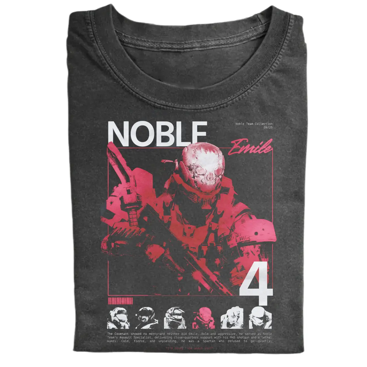 Emile Noble 4 Portrait Shirt, Halo Reach Game Tee, Vintage Halo Apparel, Noble Team Graphic T-shirt, Gaming Merchandise
