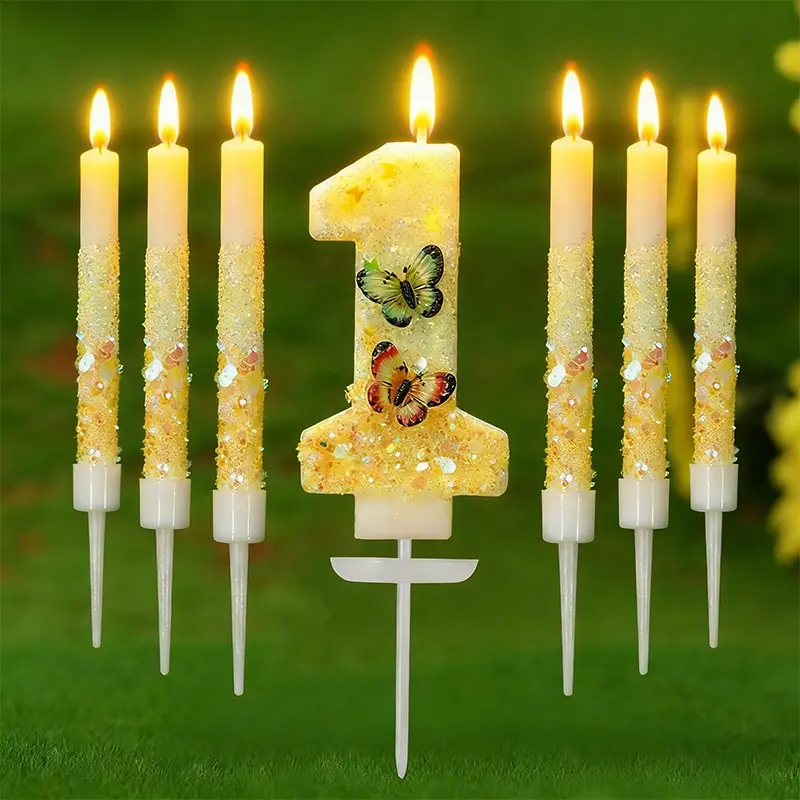 1pc gradient yellow double butterfly candle set is perfect for anniversaries, birthday cakes, parties, and various special occasions, creating a festive atmosphere. It can also be used for weddings, cake decorations, and interior décor.