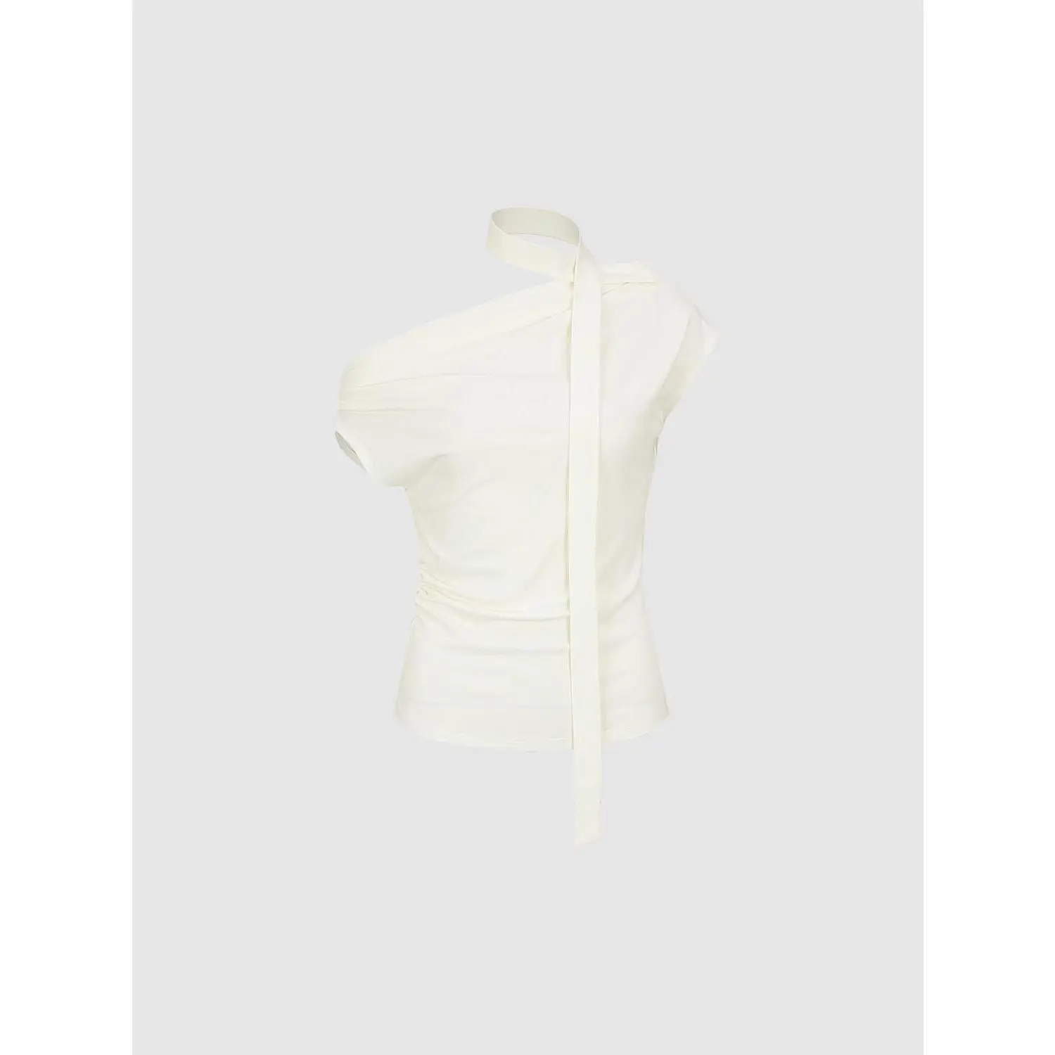 URBAN REVIVO Women's Asymmetric Scarf Top, Ruched Short-Sleeve Fitted Viscose Cotton Blend Blouse, Shortsleeve, Asymmetric Scarf Top Blouses & Shirts, Scarf Print Blouses & Shirts