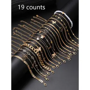 Butterfly Heart Faux Pearl Anklet, Anklet Bracelet, Women’s and Girls’ Party Water Diamond Anklet, Birthday Gift Fashion Versatile Jewelry GARMENTARY