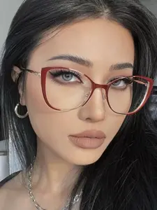 Unisex Street Style Cat Eye Frame Eyeglasses, Trendy Casual Blue Light Blocking Glasses for Everyday Use, Fashion Accessories for Outdoor Activities, High Quality Eyewear