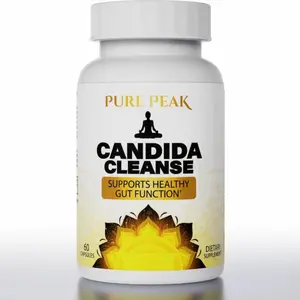 Pure Peak Natural Candida Cleanse Vegan Capsules - 60 Count, Probiotic & Antifungal Formula for Gut, Digestive Health & Healthcare Support