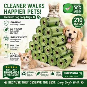 Leak-Proof Paw Print Pattern Dog Waste Bags, 210pcs/Box Durable Plastic Poop Bags for Pet Cleanup & Outdoor Use summervibes,summervibes