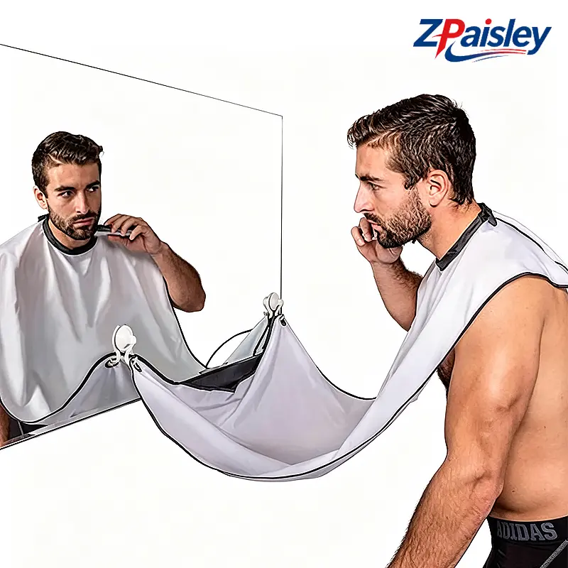 Men's Waterproof Non-Stick Beard Bib with 2 Suction Cups, Mess-Free Beard Hair Catcher, Easy-Clean Trimming Cape for Bathroom Sink Grooming (Sports & Outdoor Camping Hiking Picnicware Accessory)