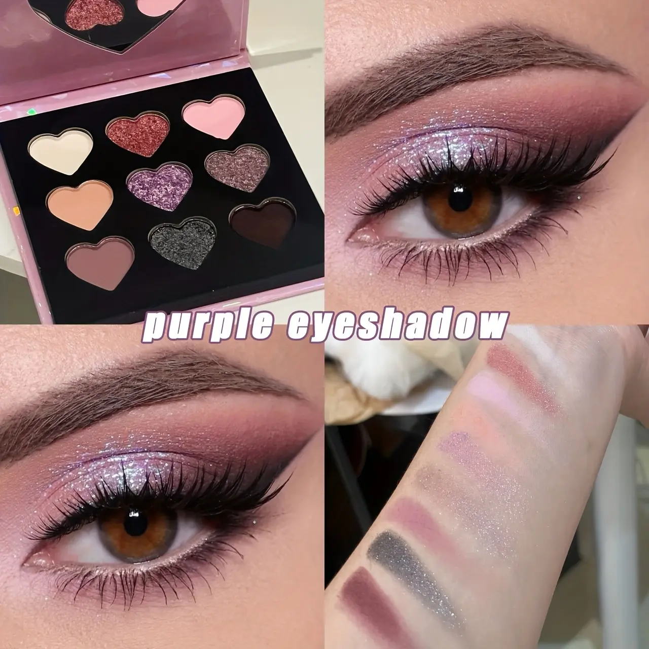 Highly Pigmented Eyeshadow Palette with Matte & Shimmer Finishes -Makeup，Cosmetic ，Waterproof, No-Fallout in Purple, Brown, Pink Shades - Perfect for Fall Smoky & Stage Looks - Essential Holiday Gift Inspired by Korean Beauty! Makeup Makeup Makeup