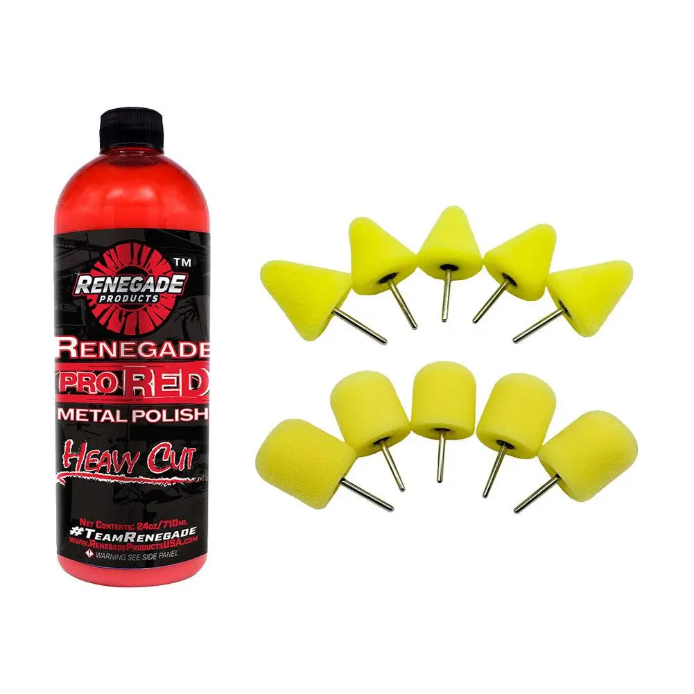 Renegade Products Wheel Window Polishing Bundle – Foam Cones, Barrels & Liquid Polish for Tight Metal Surfaces