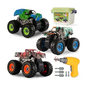 Detachable Monster Truck Toy for Kids Ages 3-8, Stem Educational Puzzle with Electric Drill and Storage Box, Birthday Christmas Gift for Boys Girls
