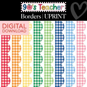 Printable Retro Gingham Border Bundle 3 | 90s Teacher