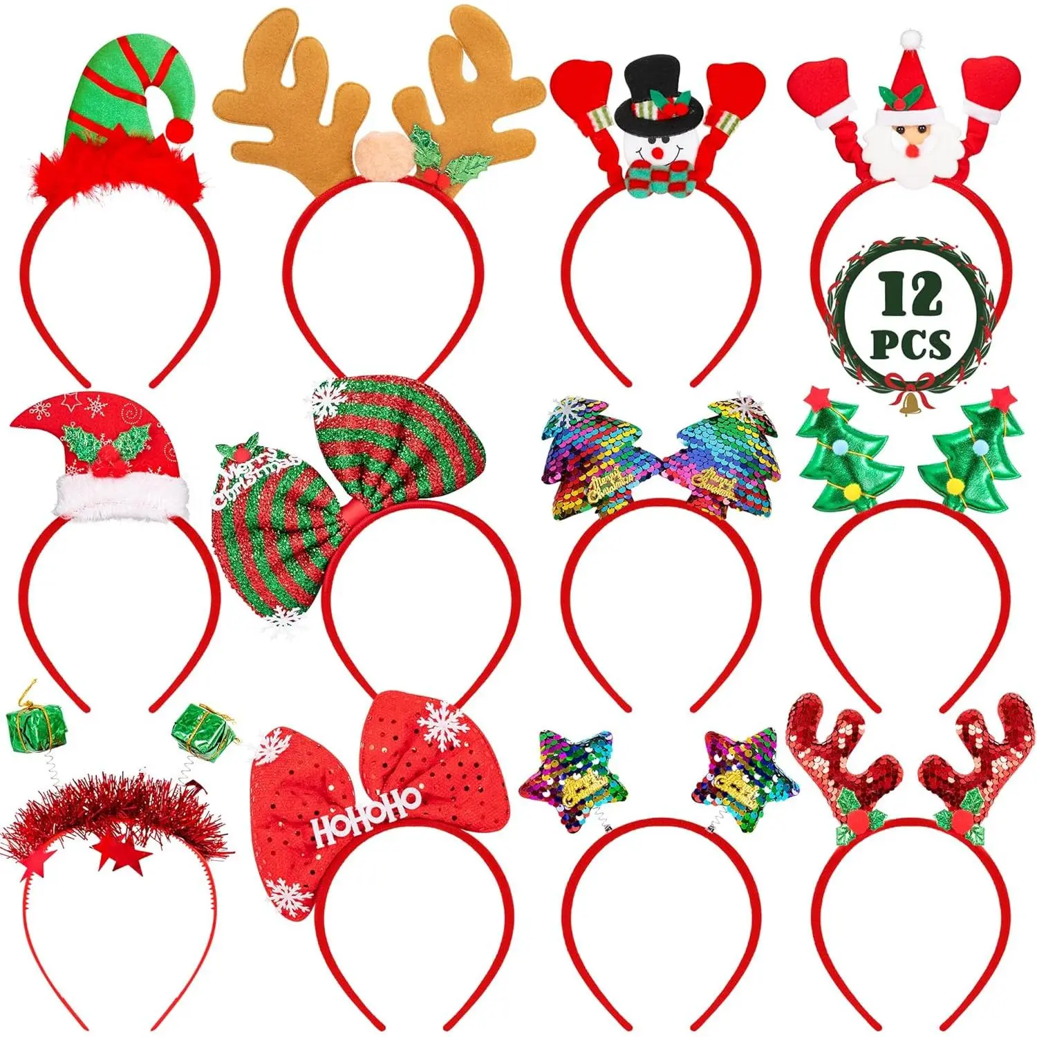 Christmas Headbands and Costume Headpieces, Santa Claus Christmas Accessories Decoration Party Gifts for Women