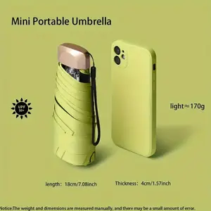 Foldable Gradient Mini Umbrella Lightweight UV Protection Portable Rain and Sun Use, Manual Opening, 6 Rib Design, Foldable Rainproof