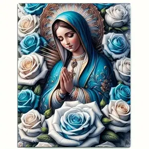 1PC, [Virgin Mary], 5D Diamond Painting kit, Religion Portrait,Frameless, Includes Tool Kit. Fully Synthetic Round Diamond Painting, Diamond Art Embroidery Kit, Suitable for Home Decoration, Handmade Leisure and Stress Relief Gift