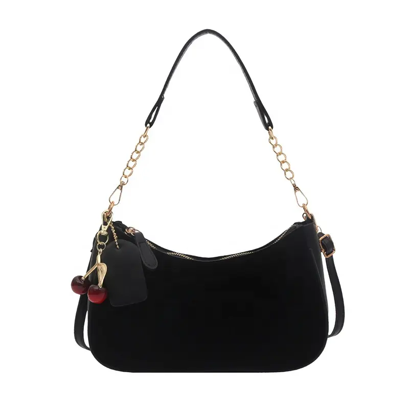 Women's Shoulder Bag with Chain and Cherry Pendant, Stylish Crossbody Bag for Daily Use