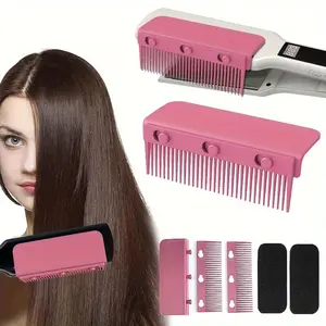 Flat Iron Comb Attachment Clip On, Flat Iron Hair Straightener Comb Attachment, Thermal Brush Straightener, Professional Or Home Use Compact Hair Styling Tool