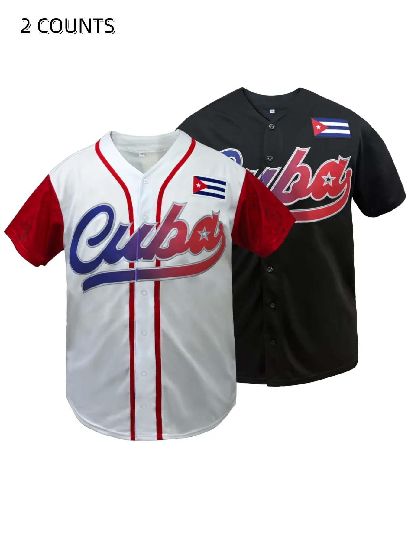 Unisex Stitched CUBA Casual Baseball Jersey, Loose Fit Breathable Embroidery Sportswear, Embroidered Letters Numbers, All Seasons Outdoor Activities, Athletic Tops