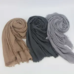 4pcs Women Scarf Shawl Hijab Scarfs Cotton Blend Shawl Crinkle Wrap Head for Seasons