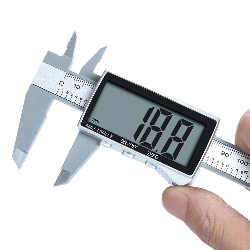 6-Inch/150mm Carbon Fiber Calipers, Plastic Electronic Micrometer with LCD Display, Inch-mm Conversion, Dual Jaws, Curved Handle, Batteries Included, High-Accuracy Home Organizer Measurement Tool