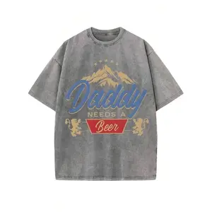 Daddy Needs A Beer Funny Graphic Tee for Men Acid Wash  Streetwear Short Sleeve T  Fathers Day Gift Ideas Guys Gifts shirt