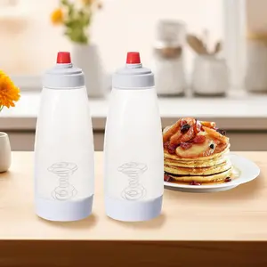 Camp Kitchen Silicone-Stainless Steel Pancake Batter Dispenser with Blender Ball, Large-Capacity Squeezing Bottle, Easy to Clean Baking Utensil for Pancakes, Waffles, Muffins